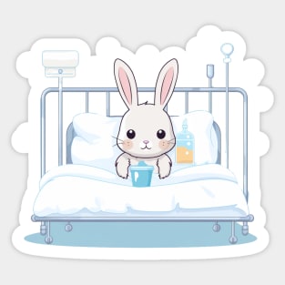 White bunny rescue in the hospital Sticker